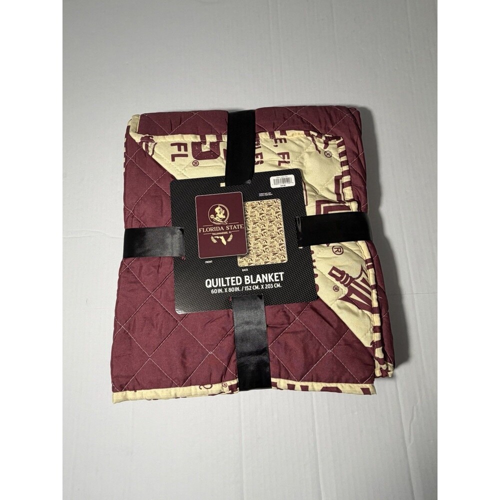 NWT Florida State Seminoles Quilted Blanket 60x80 FSU Garnet Gold NCAA Northwest